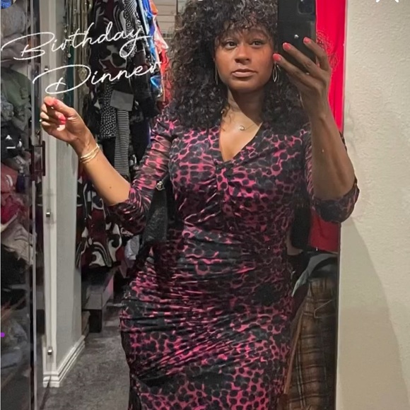 DVF Brielle Ruched Mesh Midi Dress - Picture 5 of 9